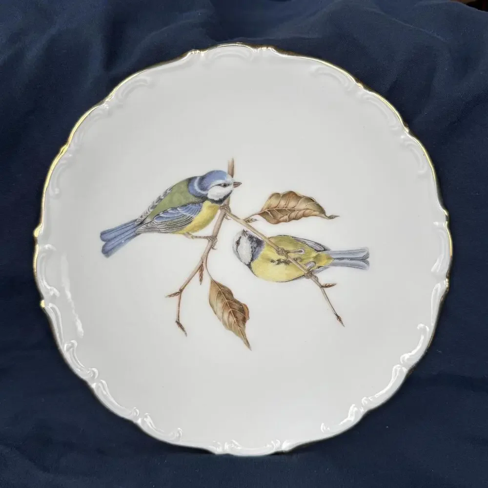 SCHUMANN Arzberg Bavaria Bird Plates‎ Gold Rimmed 8” Vintage Two Pair Birds